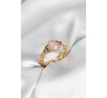 Gold Renk Pembe Damla Model Kadın Yüzük