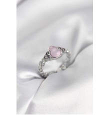 Gümüş Renk Pembe Damla Model Kadın Yüzük