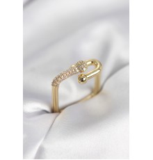 Gold Renk Zirkon Taşlı Tifani Model Kare Kadın Yüzük