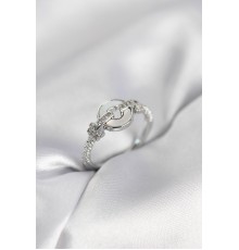 Gümüş Renk Daire Form Sedef ve Zirkon Taşlı Kadın Yüzük