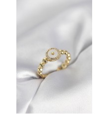 Gold Renk Sedefli Yıldız Model Zirkon Taşlı Kadın Yüzük