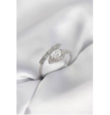 Yılan Model Gümüş Renk Zirkon Taşlı Kadın Yüzük