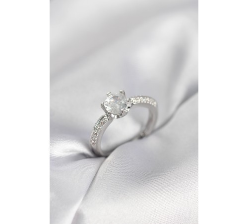 Tek Taş Model Zirkon Taşlı Gümüş Renk Kadın Yüzük