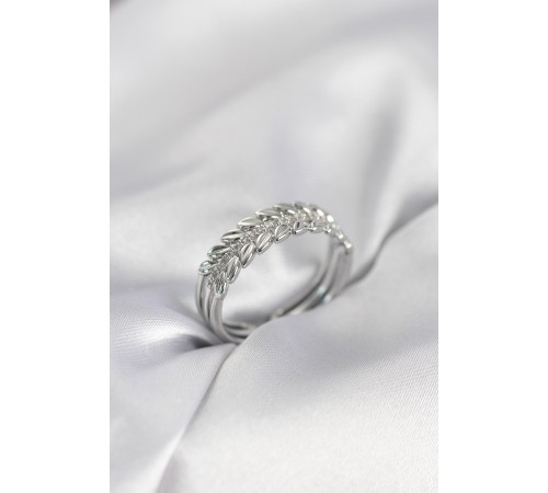 Gümüş Renk Başak Model Zirkon Taşlı Kadın Yüzük