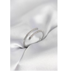 Gümüş Renk Yılan Kuyruk Model Zirkon Taşlı Kadın Yüzük