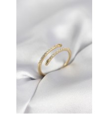 Gold Renk Yılan Kuyruk Model Zirkon Taşlı Kadın Yüzük