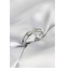 Baget Zirkon Taşlı Gümüş Renk İncili Kadın Yüzük