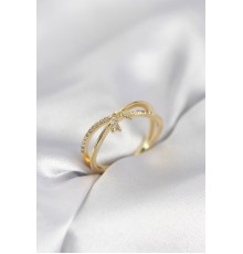 Gold Renk Zirkon Taşlı Fiyonk Model Kadın Yüzük