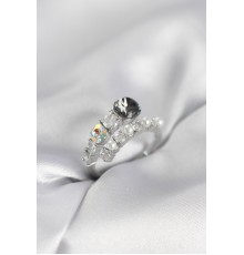 Gümüş Renk Pirinç Zirkon Taşlı İncili Kadın Yüzük