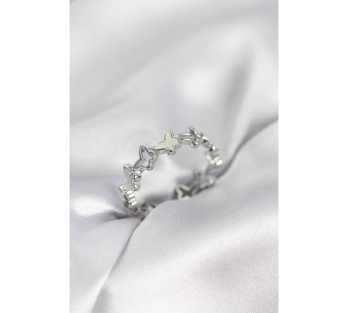 Gümüş Renk Kelebek Model Pirinç Kadın Yüzük