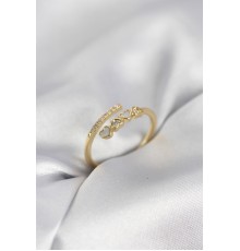 Gold Renk Zirkon Taşlı Minimal Kalp Model Kadın Yüzük