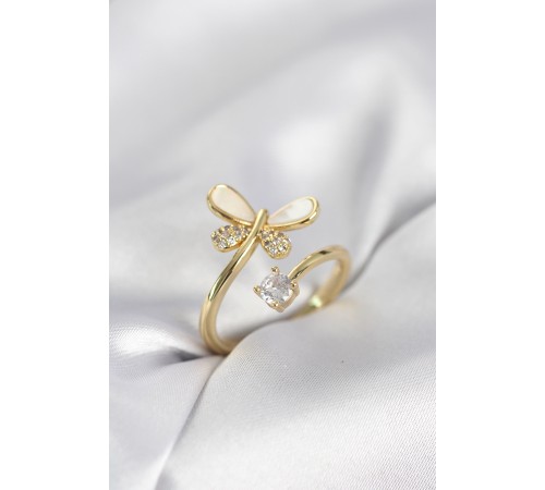 Gold Renk Yusufçuk Model Zirkon Taşlı Kadın Yüzük