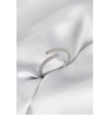 Gümüş Renk Zirkon Taşlı Yılan Tarz Kadın Yüzük