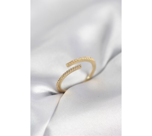 Gold Renk Zirkon Taşlı Yılan Tarz Kadın Yüzük