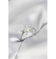 Gümüş Renk Yıldız Model Sedefli Zirkon Taşlı Kadın Yüzük