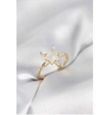 Gold Renk Yıldız Model Sedefli Zirkon Taşlı Kadın Yüzük