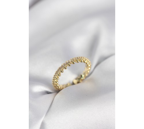 Gold Renk Sıralı Zirkon Taşlı Model Kadın Yüzük