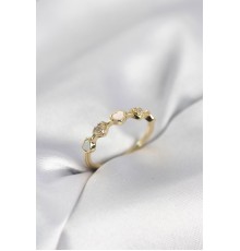 Gold Renk Minimal Kalp Model Zirkon Taşlı Pirinç Kadın Yüzük