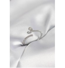 Gümüş Renk Pirinç Kuyruklu Kalp Model Kadın Yüzük