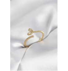 Gold Renk Pirinç Kuyruklu Kalp Model Kadın Yüzük