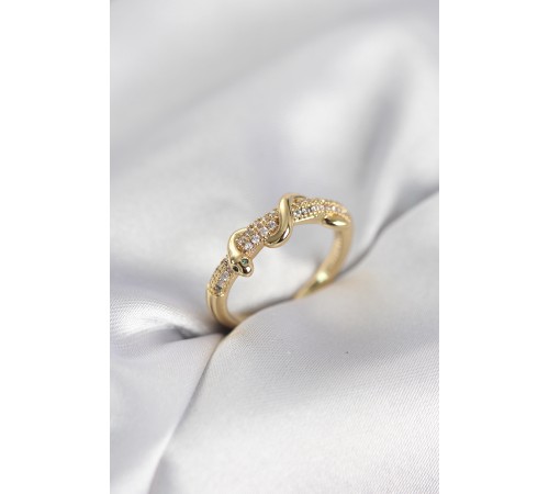 Gold Renk Zirkon Taşlı Sarmal Yılan Model Kadın Yüzük