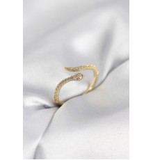 Gold Renk Yılan Model Zirkon Taşlı Kadın Yüzük