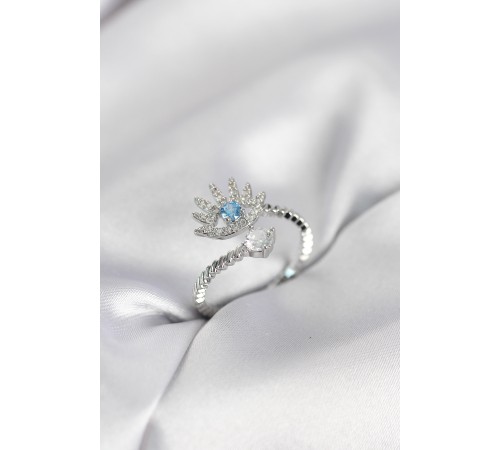 Gümüş Renk Göz Model Zirkon Taşlı Kadın Yüzük