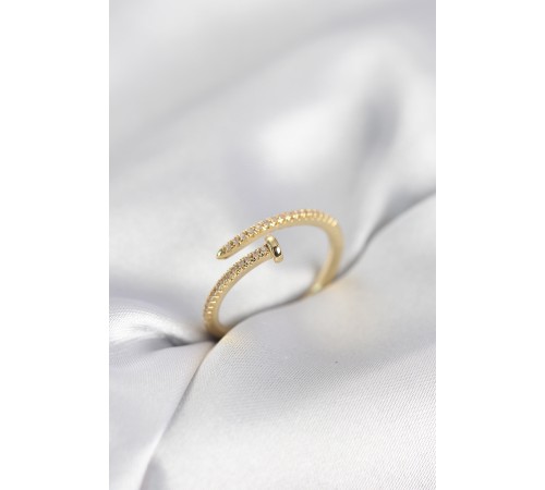 Çivi Model Zirkon Taşlı Gold Renk Kadın Yüzük