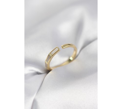 Gold Renk Sedefli Çubuk Model Kadın Yüzük