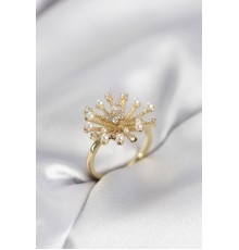 Gold Renk Karahindiba Model Zirkon Taşlı Kadın Yüzük