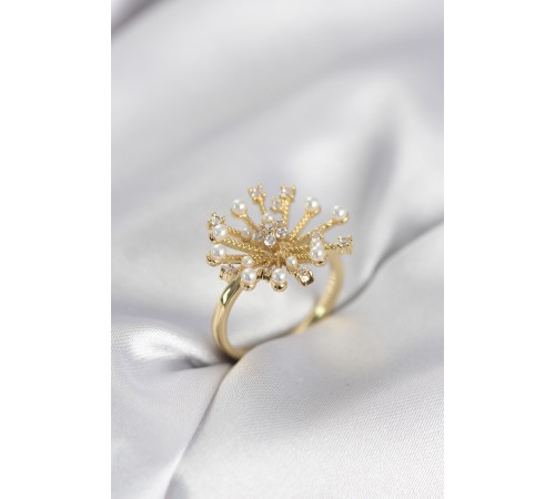 Gold Renk Karahindiba Model Zirkon Taşlı Kadın Yüzük