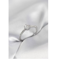 Tek Taş Model Gümüş Renk Zirkon Taşlı Kadın Yüzük