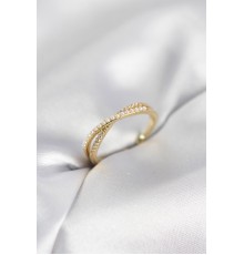 İncili ve Zirkon Taşlı Gold Renk Kadın Yüzük