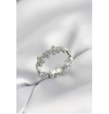 Gümüş Renk Sıralı Çiçek Model Zirkon Taşlı Kadın Yüzük