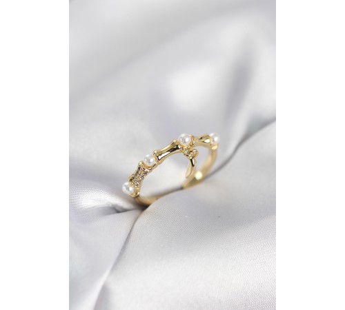 Gold Renk Sallantılı Kemik Model Kadın Yüzük