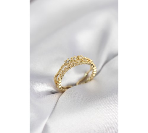 Gold Renk Minimal Yıldızlı Model Kadın Yüzük