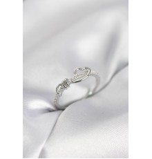 Sarmal Kalp Model Zirkon Taşlı Gümüş Renk Kadın Yüzük