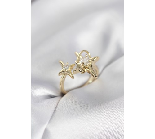 Gold Renk Kutup Yıldızı Model Zirkon Taşlı Kadın Yüzük