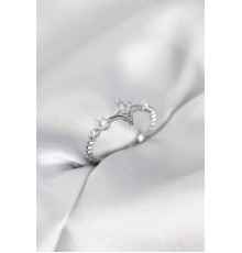 Minimal Kutup Yıldızı Model Zirkon Taşlı Gümüş Renk Kadın Yüzük