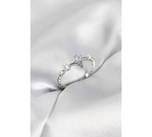 Minimal Kutup Yıldızı Model Zirkon Taşlı Gümüş Renk Kadın Yüzük