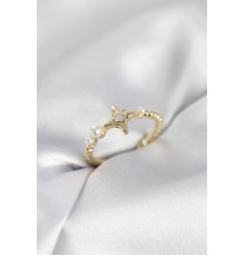 Minimal Kutup Yıldızı Model Zirkon Taşlı Gold Renk Kadın Yüzük