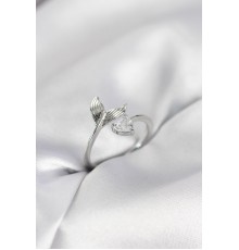 Balık Kuyruğu Model Gümüş Renk Zirkon Taşlı Kadın Yüzük