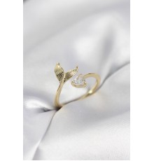 Balık Kuyruğu Model Gold Renk Zirkon Taşlı Kadın Yüzük