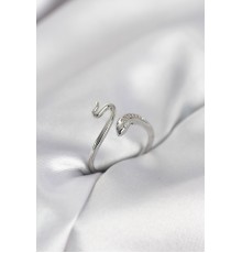 Gümüş Renk Yılan Model Zirkon Taşlı Kadın Yüzük