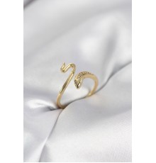 Gold Renk Yılan Model Zirkon Taşlı Kadın Yüzük