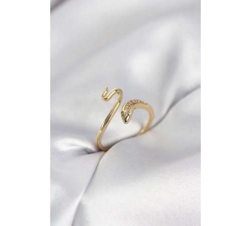 Gold Renk Yılan Model Zirkon Taşlı Kadın Yüzük