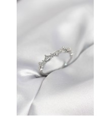 Zirkon Taşlı Pirinç Gümüş Renk Kadın Yüzük