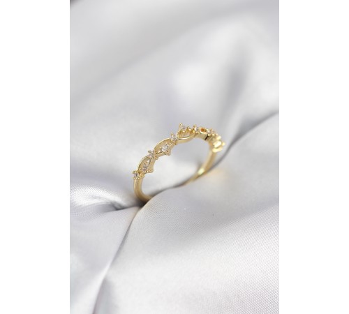 Zirkon Taşlı Pirinç Gold Renk Kadın Yüzük