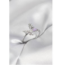 Gümüş Renk Kelebek Model Zirkon Taşlı Kadın Yüzük