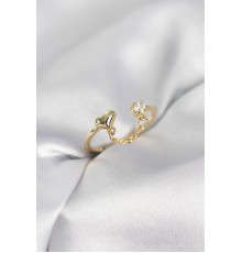 Zincir Sallantılı Kalp Model Gold Renk Kadın Yüzük